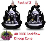 Traditional poly resin Adi Shankara back flow smoke statues, Indian handicraft for home decor (Pack of 2)