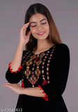 Rayon embroidered kurti, three-quarter sleeves, perfect daily wear for women