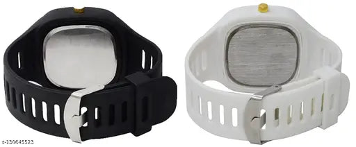 Multicolor square dial analog silicone watch for boys, mens combo pack of two watches