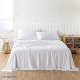 HRUDAYA HOME PRODUCT SOLID PLAIN DOUBLE BEDSHEET WITH 2 PILLOW COVER SIZE 90X100 (white )