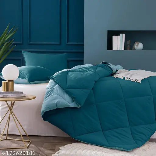 TealSky Reversible Microfibre King-sized Quilted Comforter (210TC, 90x100 inches)