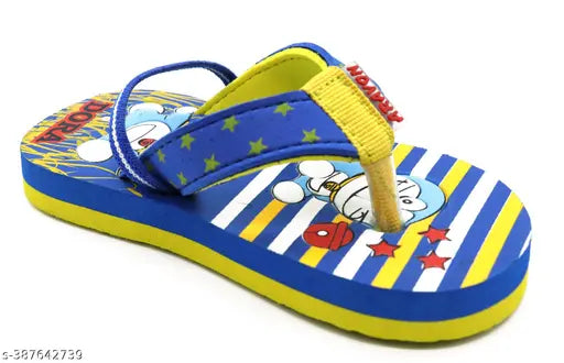Multi-colored EVA Kids flipflop slippers with Doraemon pattern, suitable for unisex use. Soft, anti-slip, and ergonomic design for comfortable play at home or outdoor