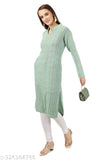 Striped straight mandarin aqua blue kurti, woman's fashionable outfit