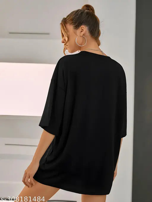 Black women's long sleeve oversized T-shirt