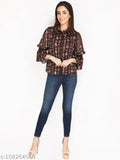 Long-sleeved printed polyster balloon shirt, stylish XS-XXL elastic fit, Indian origin