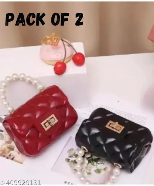 Red and black silicone crossbody purse