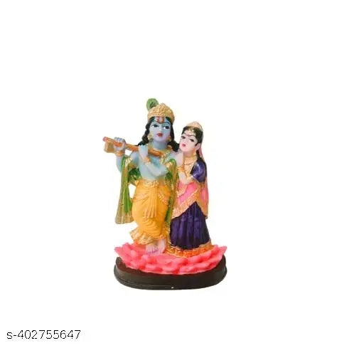 Marble Radhe Krishna resin god idol, golden finish. Divine standing statue symbolizing love and joy between Lord Krishna and his devotee Radha. Known as the supreme Lord Krishna, worship with deep affection. Brand: LAVEDAM, Origin: India