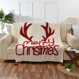 Merry Christmas soft throw blanket, handmade from 100% wool, tufted design, perfect for cozying up on the couch this holiday season