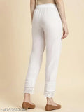 Solid white, high-waist, wide-leg trousers for women