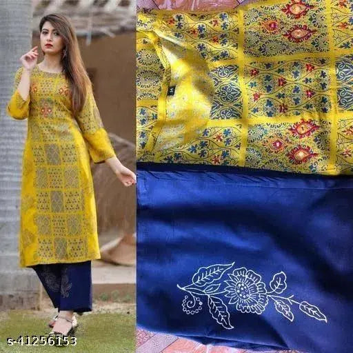 Rayon Amrita Kurta set, three-quarter sleeves, printed net pattern, XL & XXL sizes, machine washable Indian fashion