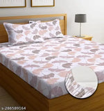 Multi-color floral print cotton double bed sheet with two pillow covers, king size (72x78x10 inches), soft glace finish