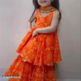 Traditional rayon sharara kurti set for girls with printed design, catering to diverse cultural preferences, sizes 3-4 years - 10-11 years
