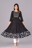 Viscose rayon embordery and printed anarkali kurta in 4XL/5XL, Indian ethnic wear with three-quarter sleeves
