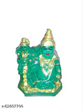 Green poly resin Kubera Lakshmi statue, intricately detailed Hindu deity idol for home altar