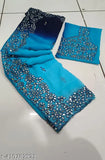 A beautiful georgette double shaded blue and white saree with a matching blouse