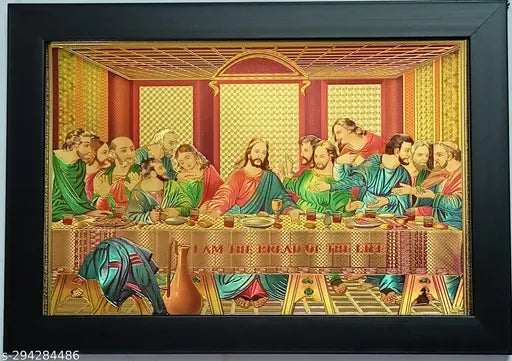 Encaustic painting print: Leonardo Vinci's 'Last Supper', Indian-origin, 9x12 inches religious art depicting Jesus Christ