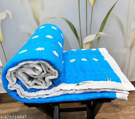 Embroidered cotton quilt, Minjar HandMade Kids Quilt, 42" x 60", ideal for AC rooms, 200 thread count Main image