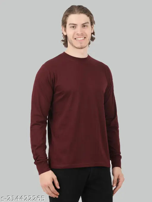 Trends Tower Men's full sleeve cotton t-shirt, solid pattern, M-XXXL sizes, bio washed, Azo free dyed