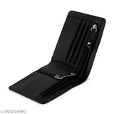 Solid PU leather men's wallet, classic design with 2 zip pockets, ideal for 2 currencies & cards
