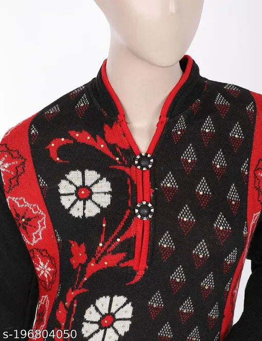 Soft touch wool kurta palazzo set in winter print, perfect for women's chilly-weather wardrobe