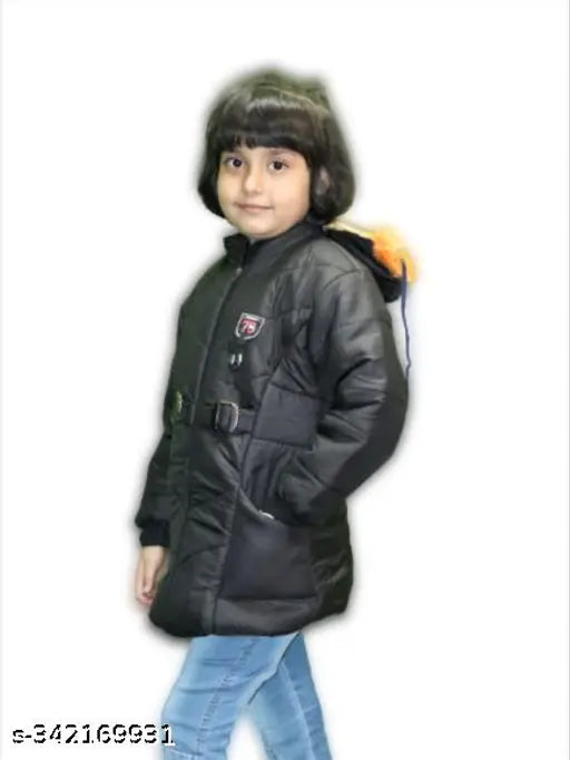 Black padded winter jacket for a toddler girl