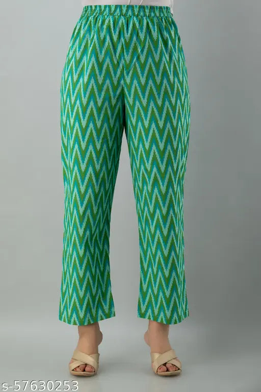 Printed cotton kurta plazzo set, gota patti work on yoke and sleeves, Indian festival wear