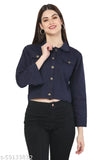Cotton blend solid jacket, three-quarter sleeves for women size 34, Indian made fashion wear on mannequin