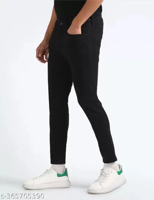 Xenor mens slim black cotton blend jeans, premium quality pant for men on display