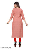 Pink cotton long kurta for women
