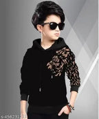Kids boys cotton hoodie T-shirt, long sleeves with printed design, sizes 4-5 years to 15-16 years