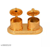 Gold metal kumkum holder/kumkum box for pooja and gifting, royal Indian design