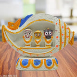 Ceramic Krishna Idol - Shankh Shell Jagannath Thakur, 2.5cm length, 9.5cm height, 13cm breadth, Indian origin