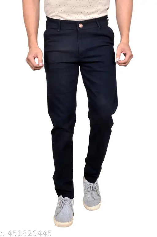 Black men's slim fit jeans with a subtle wash