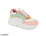 Multi-colour stylish EVA sole sneakers for women, featuring lace-up fastening and synthetic leather upper on display