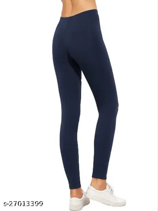 Blue spandex jeggings, four-way stretchable for high compression sports, yoga, gym, activewear - size 28 waist, 35 inch length