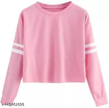 Pink cotton blend Korean-style women's top, solid pattern, long sleeves, great for everyday wear, India origin