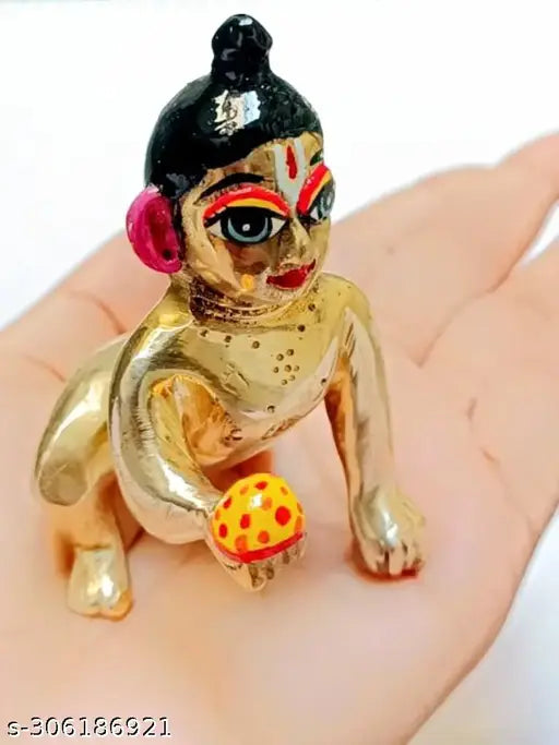 Approx. 160g pure brass baby Gopal idol, sacred religious laddu