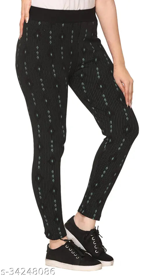 Printed cotton blend jeggings for free size women by SHAUN, ideal for casual wear