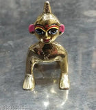 Brass Ashtadhatu Bal Radha with Blue Eyes - Indian Krishna idol symbolizing eternal love and devotion in Hindu mythology