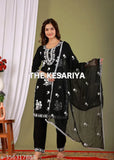Black, lace, designer ladies fancy kurta with matching pants
