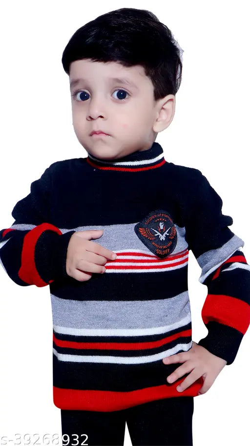 Striped wool sweater for kids (6-24 months), vibrant colors, perfect for winter wear