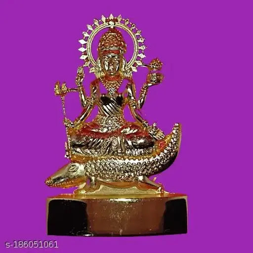 Golden metal deity statue, 1 foot height