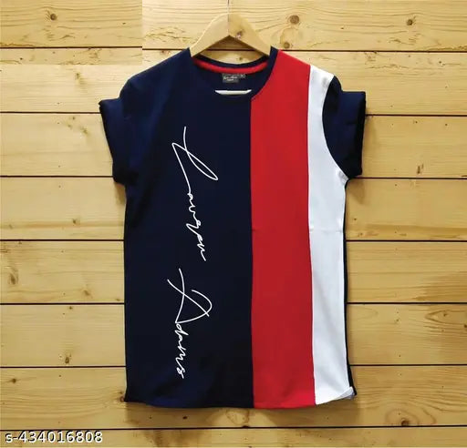 Men's cotton round neck t-shirt by Lauren Adams, printed pattern, short sleeves, M-XL sizes