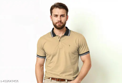 Men's Matty Collor Polycotton T-shirt, short sleeves with printed net design. Size XXL