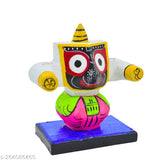 Ceramic Swami Jagannath Murti, Indian god idol for home/car dashboard (7 cm L x 8 cm H x 5 cm B)