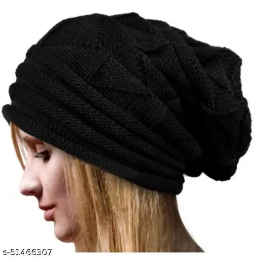 Black knit modern women's cap