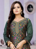Black and gold designer stitched women's kameez with a V-neck