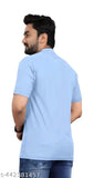Modern cotton blend t-shirt with Chinese collar, solid color design for men's fashion. T-shirt size: S, M, L, XL, XXL. Made in India
