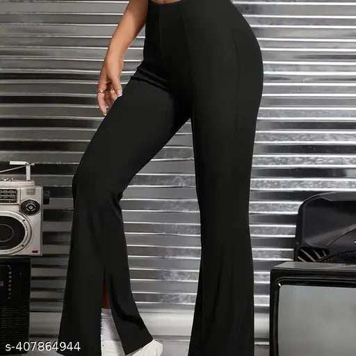Cotton straight fit formal trousers, plain front pocket