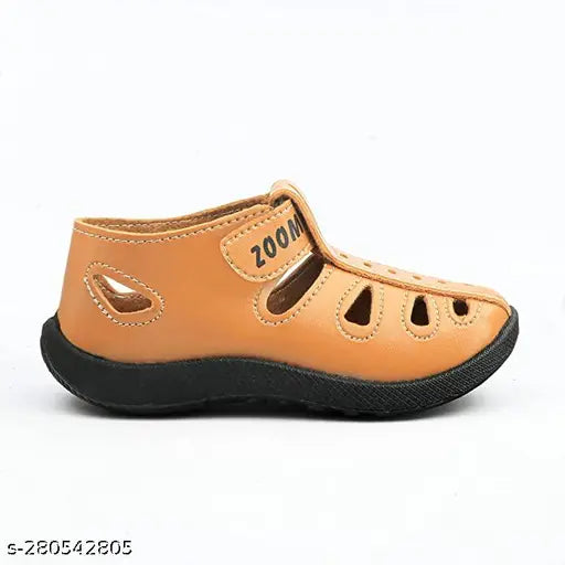 Orange synthetic velcro indoor outdoor unisex wear flip flop sandals and floaters footwear for kids